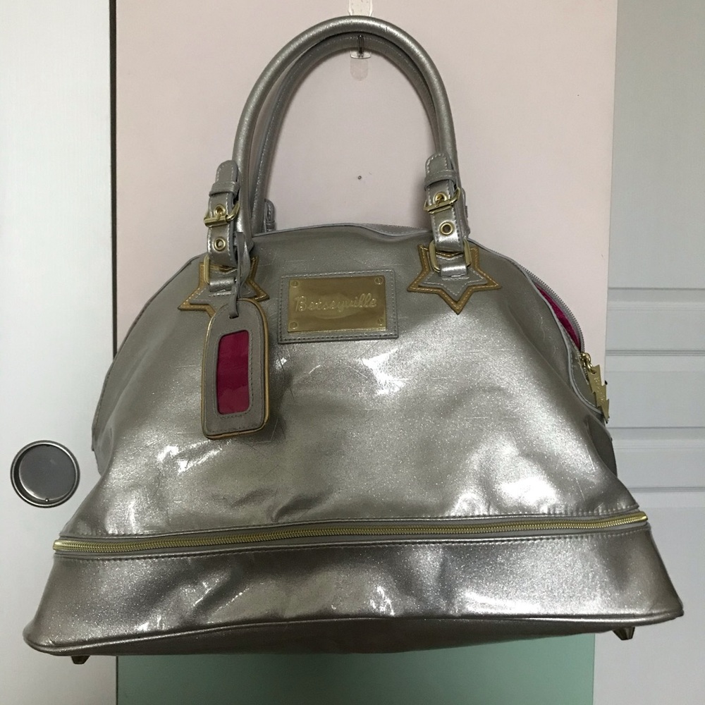 Betsey Johnson Silver Star Embossed Dome Tote Bag